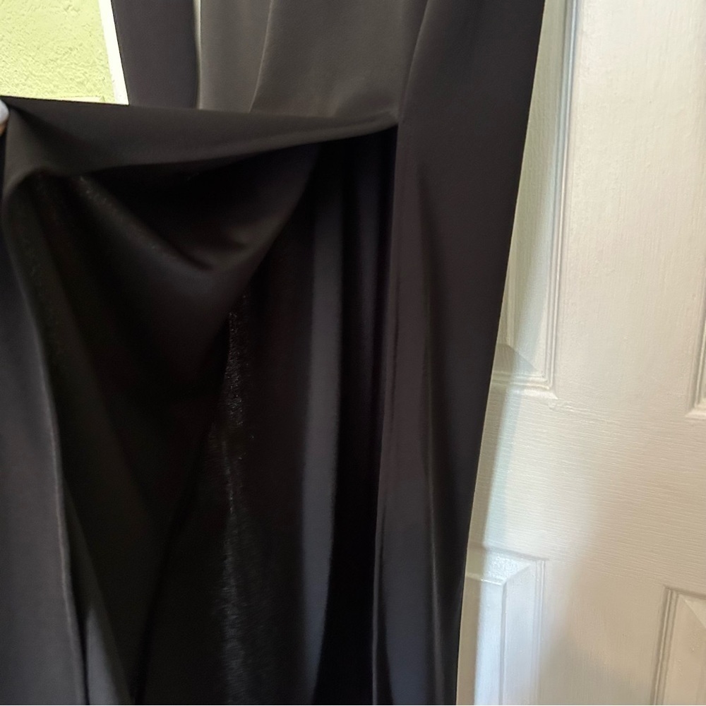 Zara ruched low back black dress ankle lwngthy - Picture 2 of 11